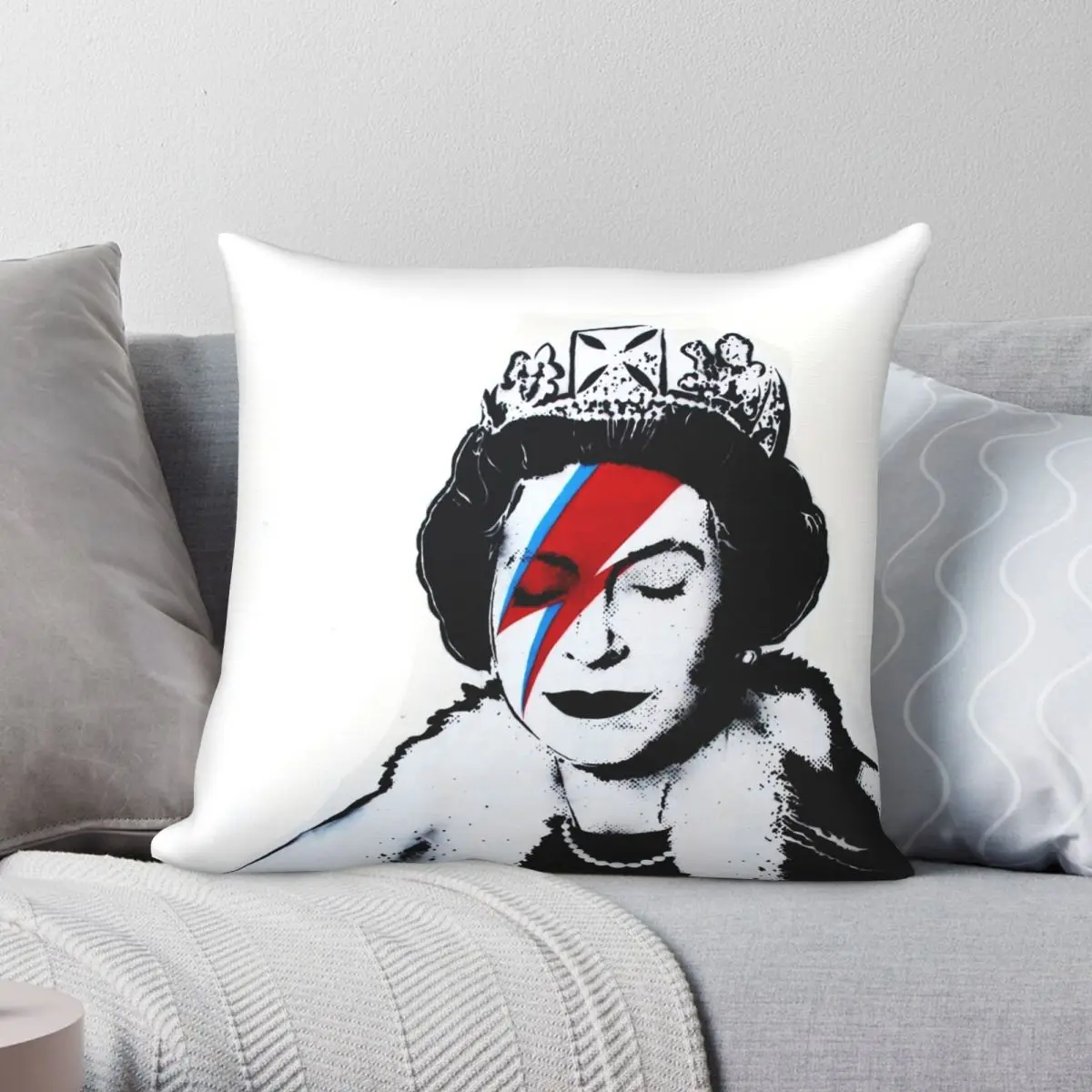 

Ziggy Stardust Banksy наволочка «Королева» полиэфирный льняной бархат с принтом Zip Decor Чехлы на подушки для дома 45x45