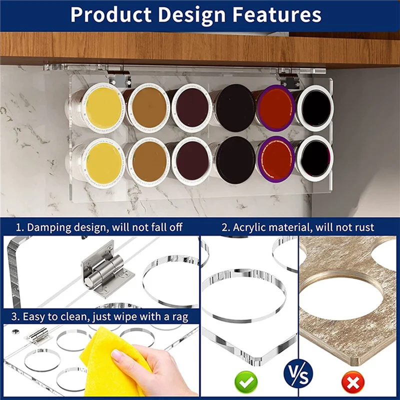 Держатель K-Cup подставка для хранения кофе под шкафом совместимая с 12 капсул чашек