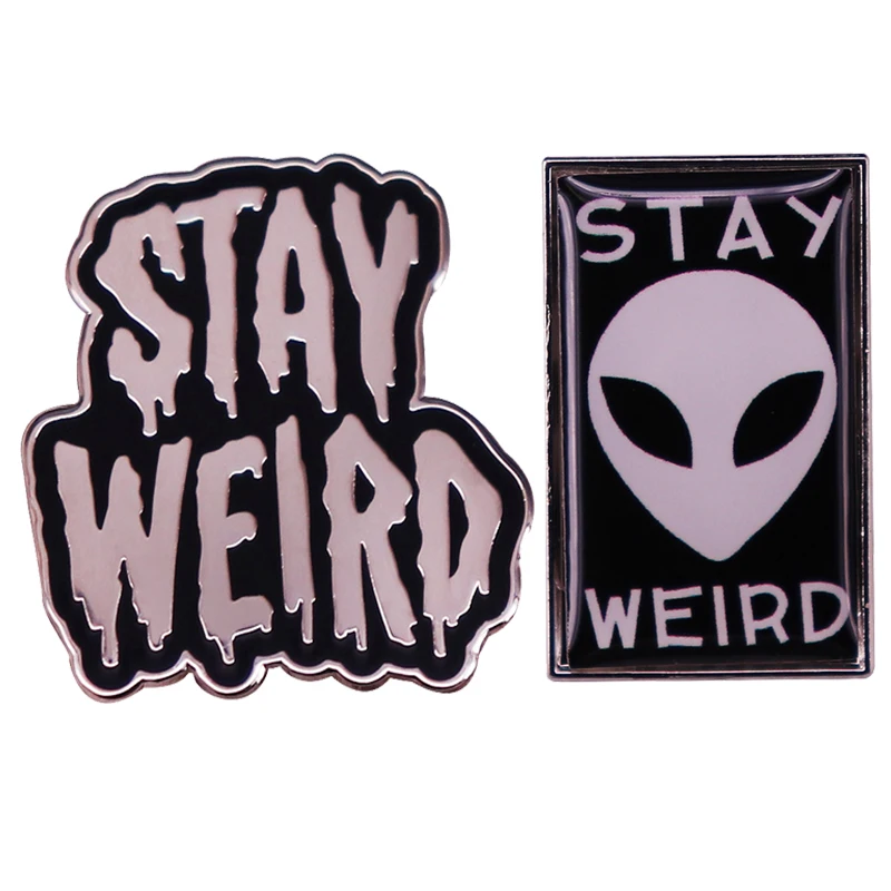 

Stay Weird Funny Alien Enamel Pin Brooch Metal Badges Lapel Pins Brooches for Backpacks Luxury Designer Jewelry Accessories