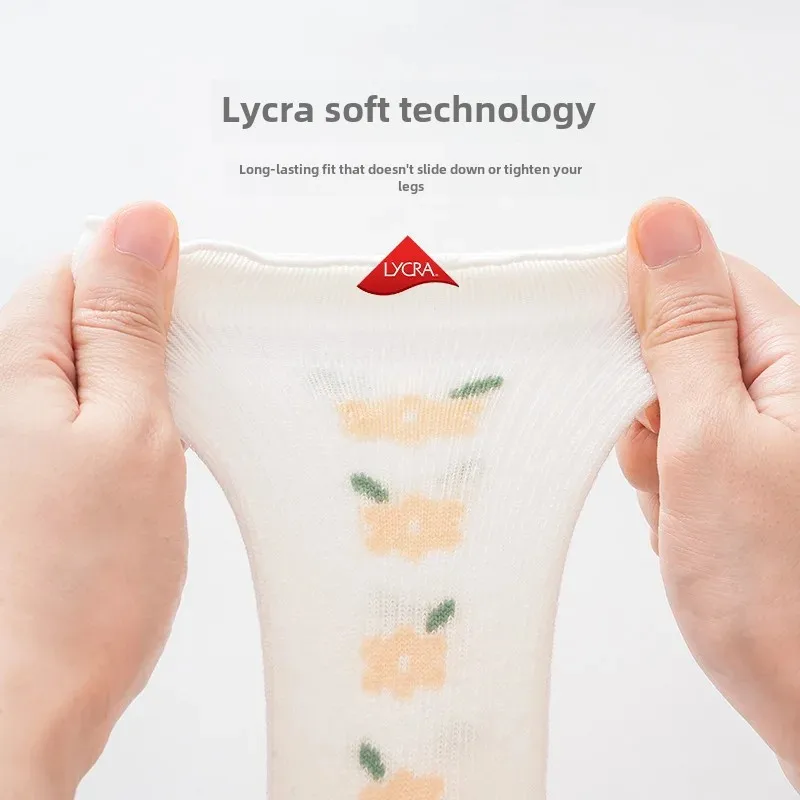 Оптовая продажа женские детские чулки для новорожденных однотонные с цветочным