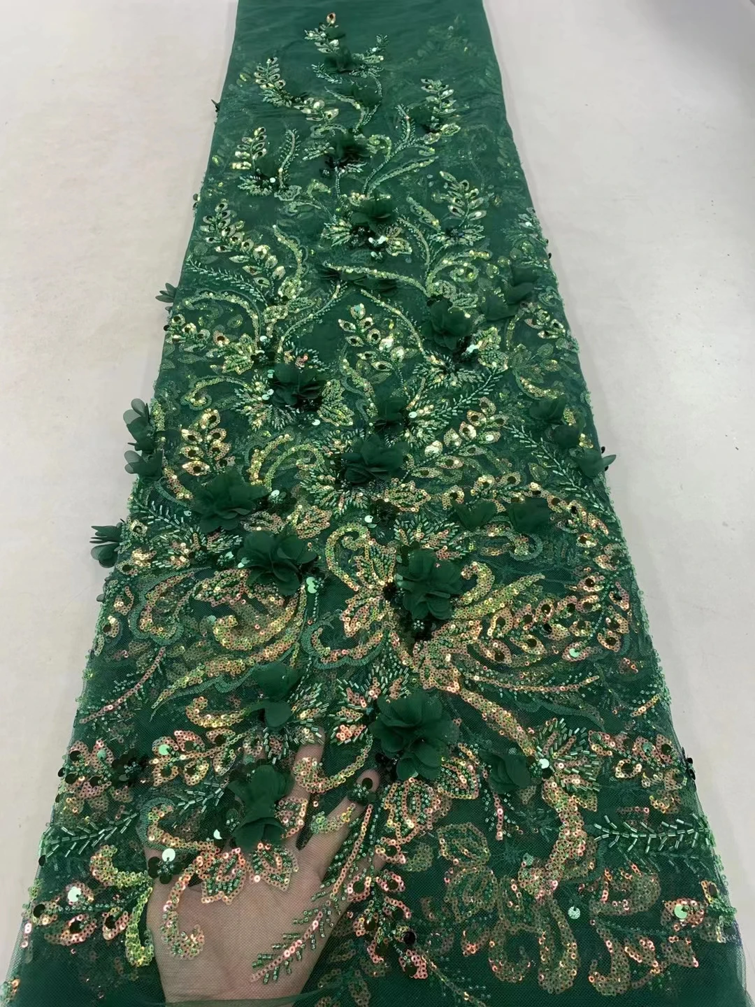 Роскошная ярко-синяя французская блестящая 3d Цветочная кружевная ткань для