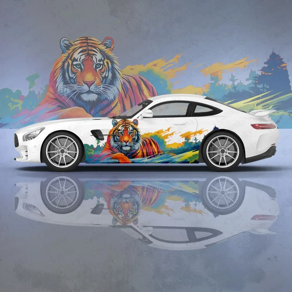 Акварель Тигр Angry наклейки на кузов автомобиля аниме Itasha боковая наклейка