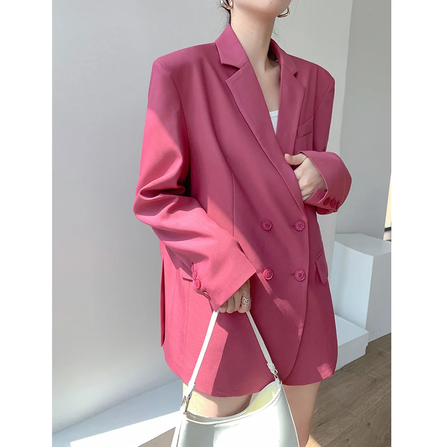 2023 Blazer Women Rose-red Spring Autumn Minority Fashion Loose Female Suit Jacket