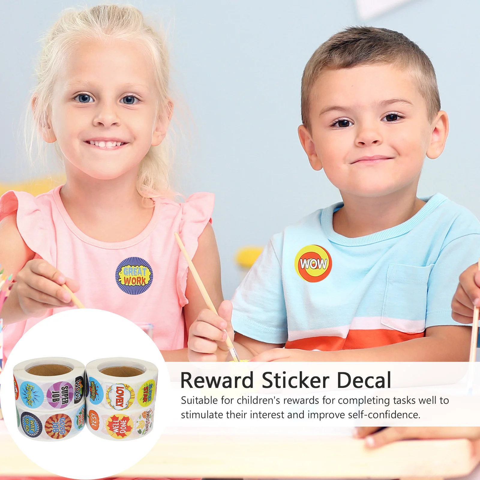 

4 Rolls Stickers Reward Preschool Labels Motivational Copper Plate Children Classroom Decal