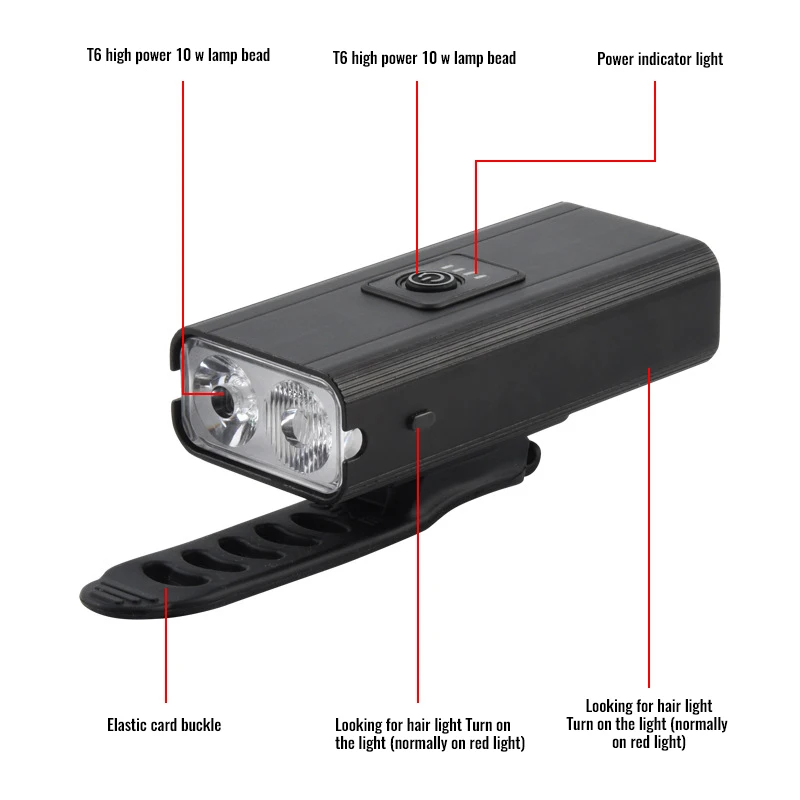 Велосипедный фонарь с зарядкой через USB водонепроницаемый задний и Передний для