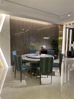 Round Table and Chair Combination Luxury Marble Dining-table Chair Hotel High Italian-style Light Luxury Villa Suite Restaurant