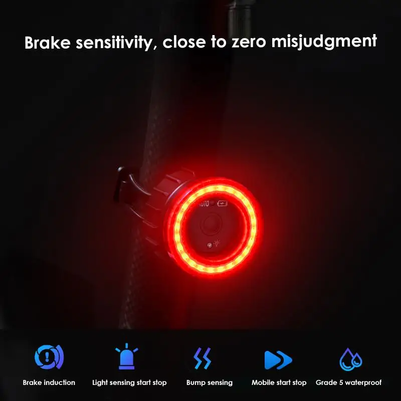 

Sensitive Smart Bicycle Tail Lamp Accuracy 420mah Intelligent Induction Brake Lamp Auto Open Warning Lamp Night Riding Lamp
