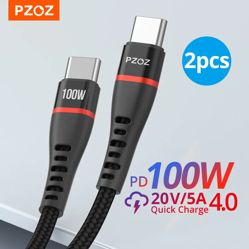 

PZOZ 2 шт. USB C к USB Type C кабель 100 Вт PD Быстрая зарядка 5A Быстрая зарядка 60 Вт USBC зарядное устройство для MacBook iPad Samsung Xiaomi шнур
