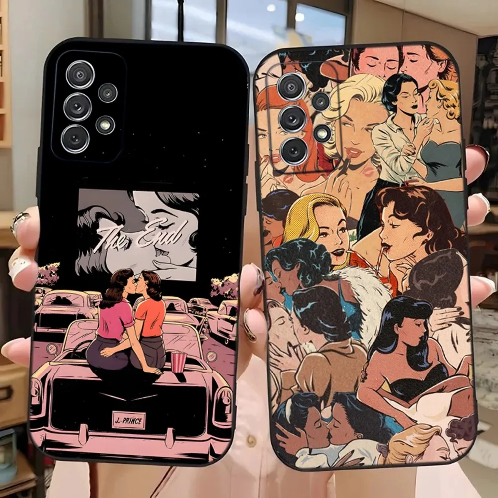 Чехол для телефона Lesbian Comics Samsung Galaxy A13 A21s A22 A31 A32 A52 A53 A71 A80 A91 мягкий черный чехол