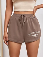 letter graphic knot front track shorts