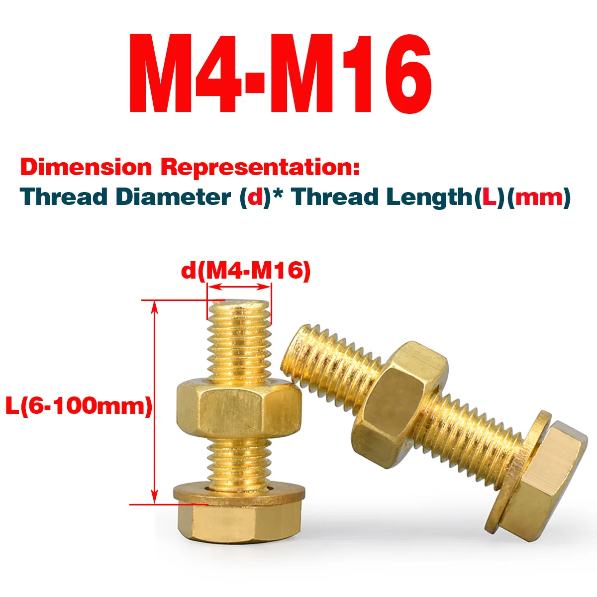 

Brass Outer Hexagon Screw / Bolt, Nut, Flat Washer Combination M4-M16