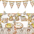 Красивые тарелки с животными в лесу, салфетки, чашка, коробка для конфет, лиса, Сова, енот, посуда для вечевечерние НКИ, товары для детского дня рождения