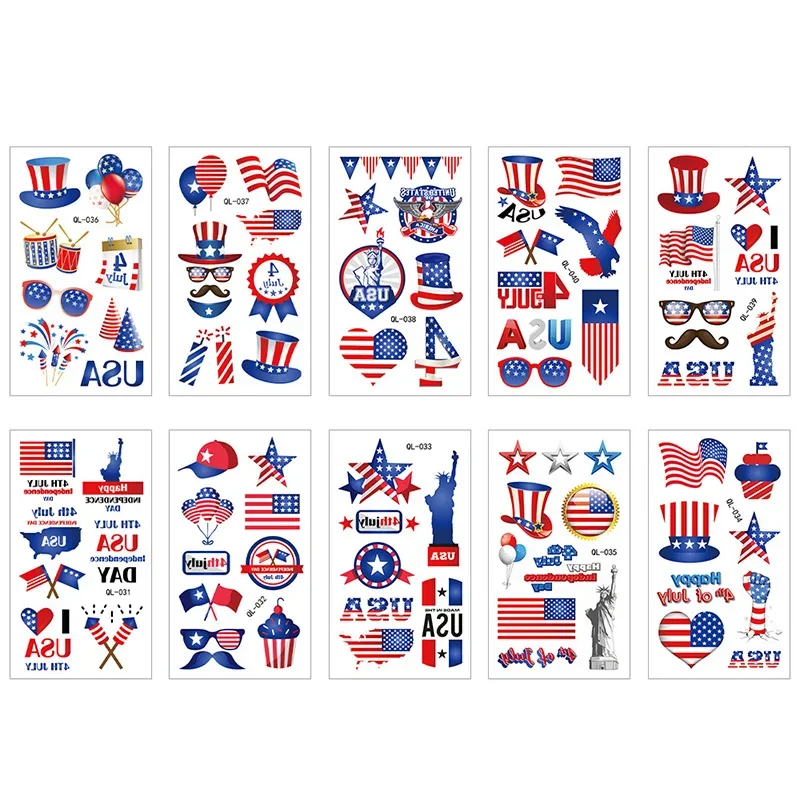 10 листов День независимости американский флаг татуировки наклейки живопись вечерние временные водонепроницаемые татуировки наклейки лицо боди-арт Декор (art.: 3920d0dba8c99) - 3920d0dba8c99