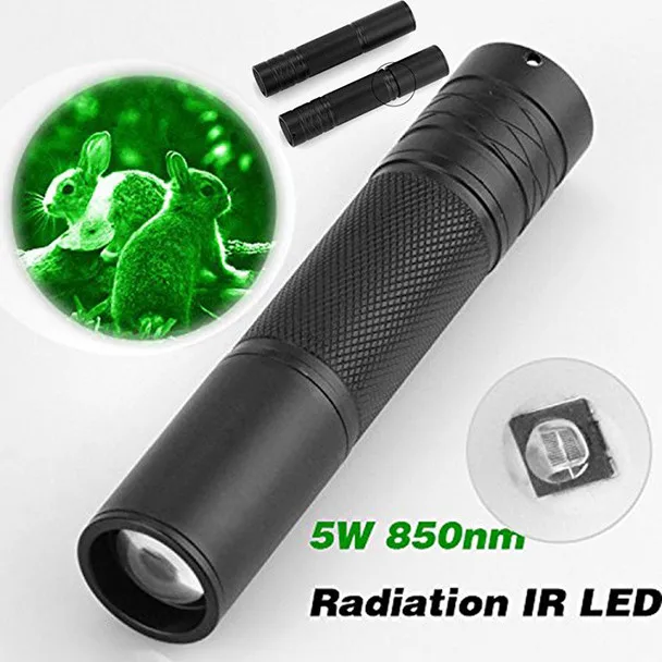 

5W 850nm LED Infrared IR Flashlight Torch Zoomable for Night Vision Scope Single File Flashlight 18650 Rechargeable Battery