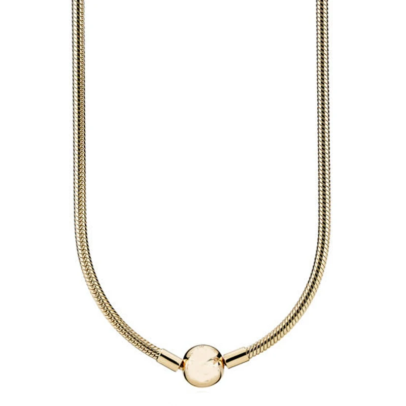 Оригинальное ожерелье-цепочка со змеиным плетением и застежкой-карабином |