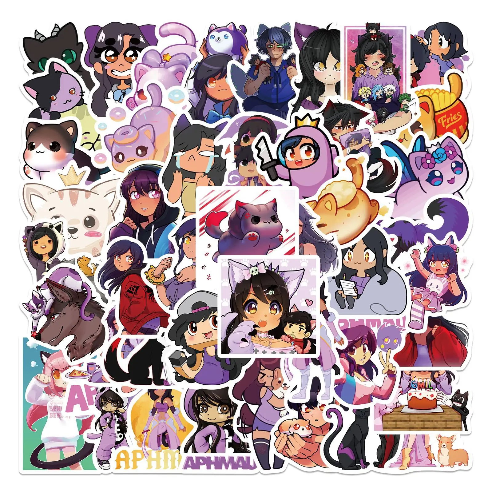 

50pcs Aphmau Game Cute Cartoon Graffiti Sticker Laptop Guitar Luggage Skateboard Fridge DIY Waterproof Kids Classic Toys Decal