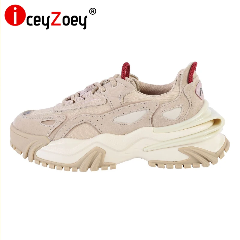 

IceyZoey Women'S Sneakers Fashion Platform Casual Mixed Color Woman'S Shoes Lace Up Ins Outdoor Ladies Footwear Size 35-40