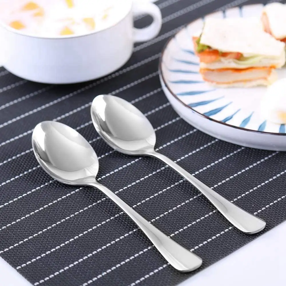 

Metal Dessert Spoons 12pcs Stainless Steel Extra Fine Dinner Spoons Home Restaurant soup spoons Pudding Coffee Cake Dinner Spoon
