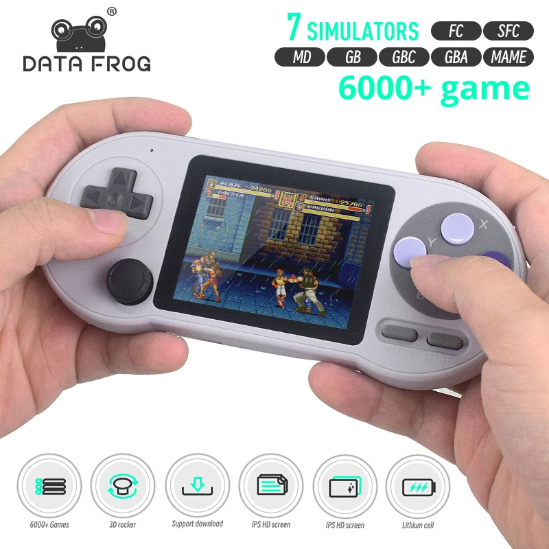 

DATA FROG SF2000 3 inch IPS Screen Handheld Game Console Built-in 6000 Games Portable Retro Video Game Console for Kids