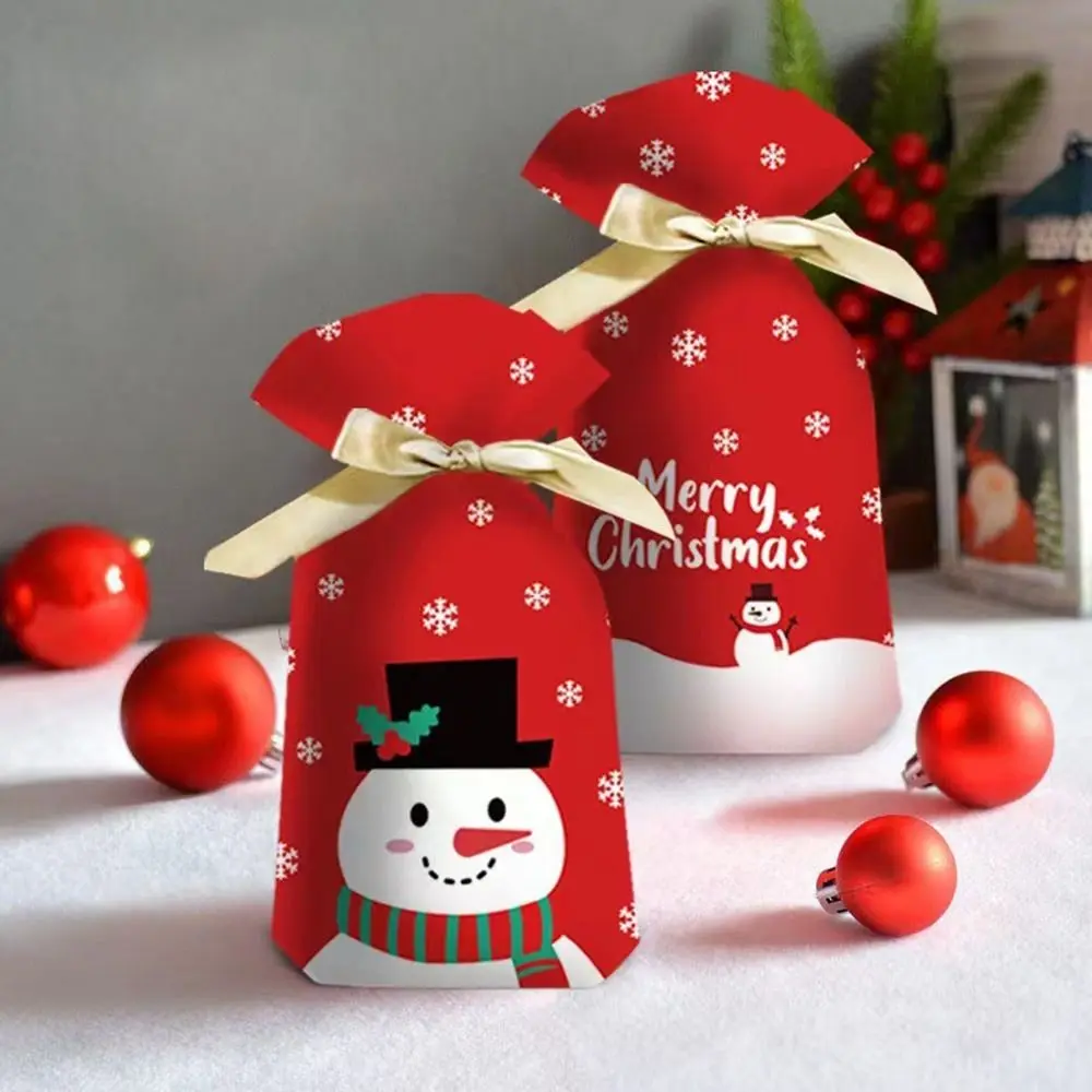 

50 Pieces of Christmas Gift Cartoon Snowman Bag Gift Box Candy Biscuit Bag Decoration Christmas Party Children Gift Bag