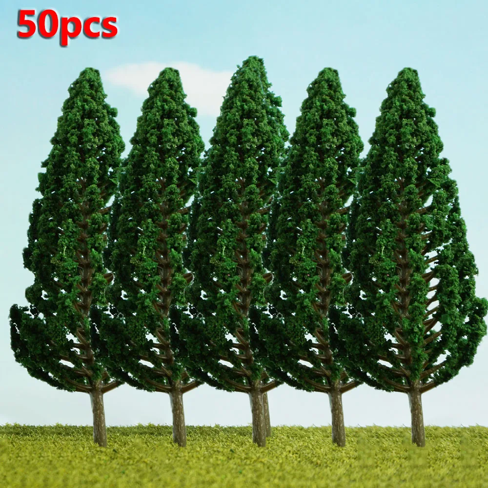 

50pcs Train Artificial Miniature Tree Plastic Model Scenery Railroad Decoration Building Landscape Micro Accessories Toys
