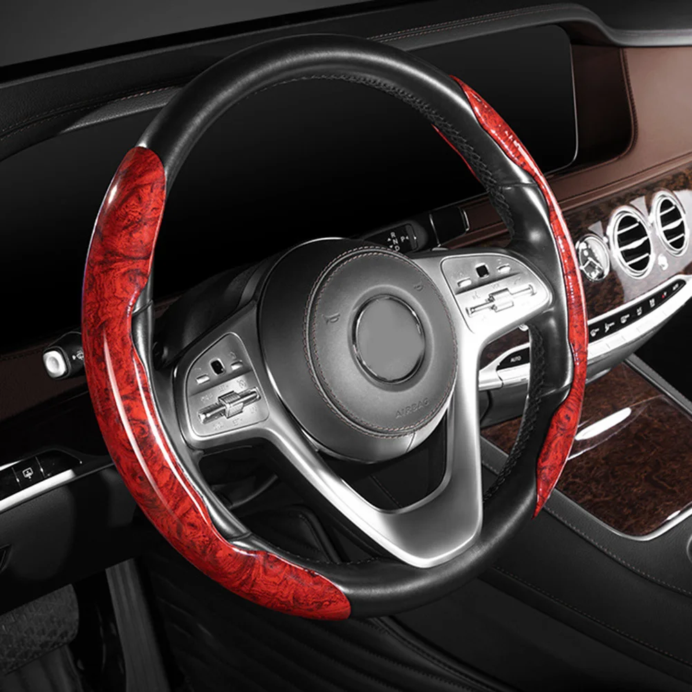 

Peach Wood Universal Car Steering Wheel Booster Cover NonSlip Handle Cover Trim Dustproof Interior Decoration Accessories