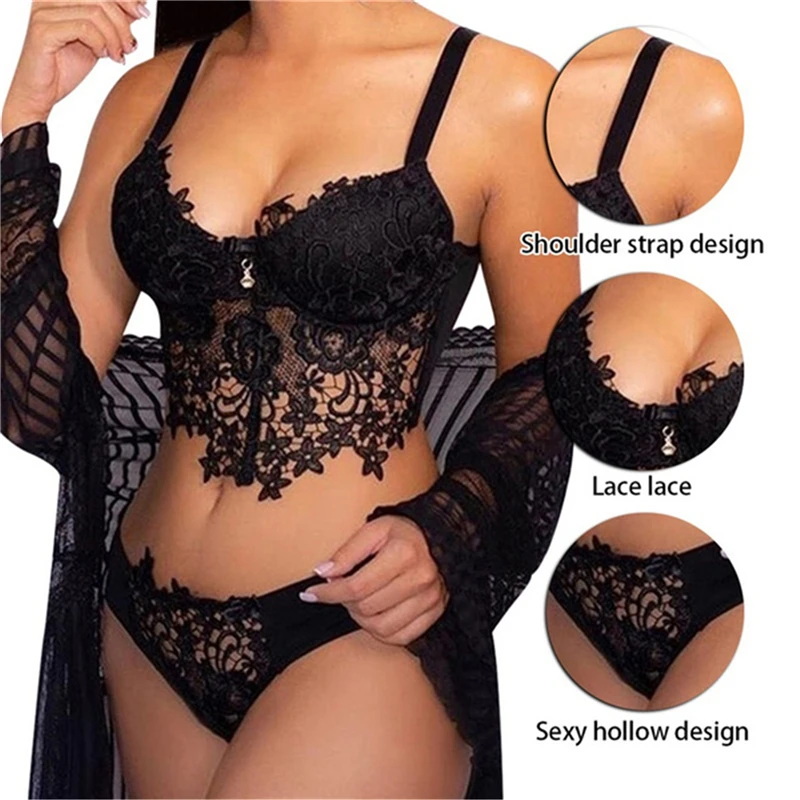Сексуальный комплект нижнего белья женский прозрачный кружевной комбинезон