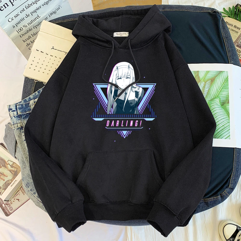 Anime Darling In The Franxx Zero Two Printed Hoodies Men Women Big Size O-Neck Sweatshirt Fleece Cozy Harajukua Kawaii Pullovers