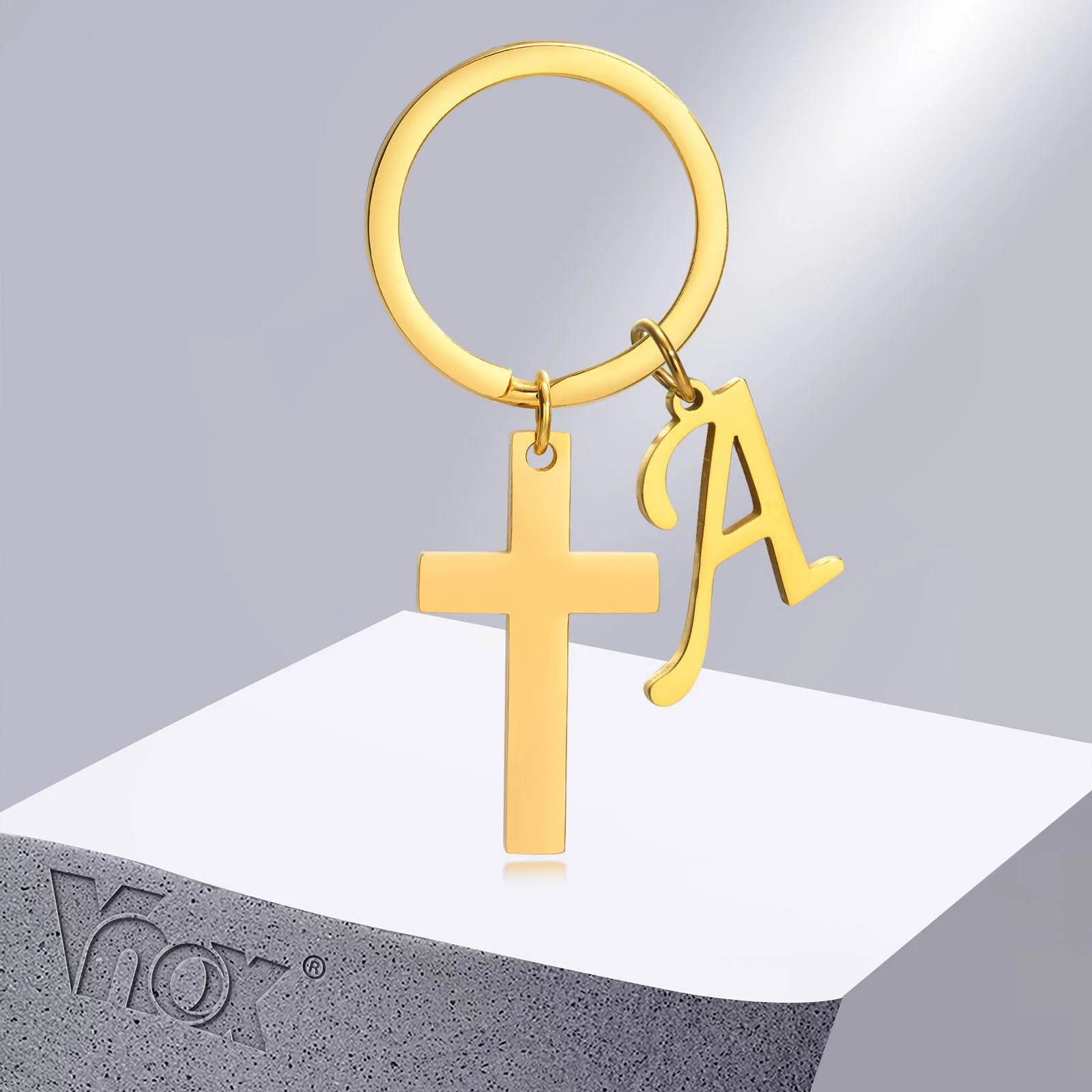 

Vnox Cross Key Chain for Men Women, Stainless Steel Initial Pendant Keychain, Unisex Keyring, Faith Christ Prayer Jewelry