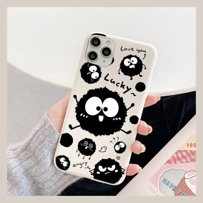 

Studio Ghibli Spirited Away Soot Totoro Phone Case for iPhone 11 12 13 Mini Pro Xs Max 8 7 6 6S Plus X XR Solid Candy Color