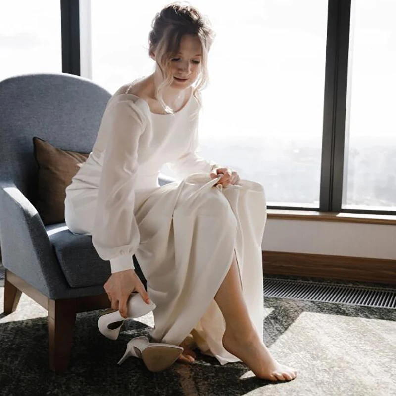 Шикарное недорогое свадебное платье в стиле бохо 2022 с жемчугом и пышными