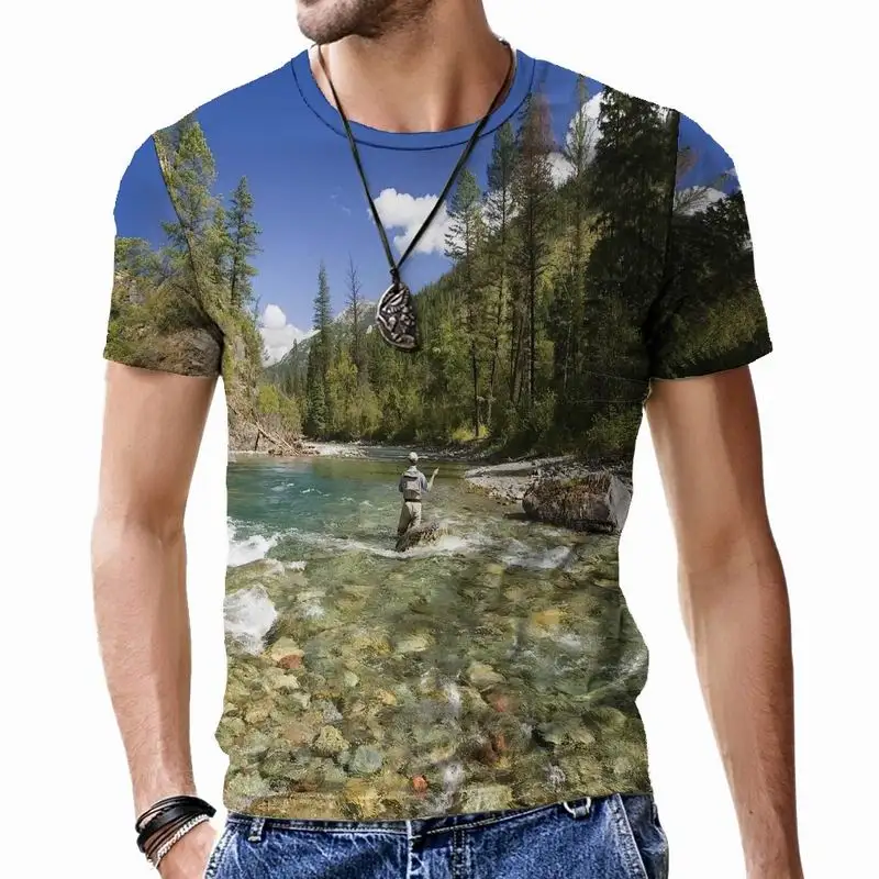 

Мужская футболка с коротким рукавом, круглым вырезом и 3D-принтом