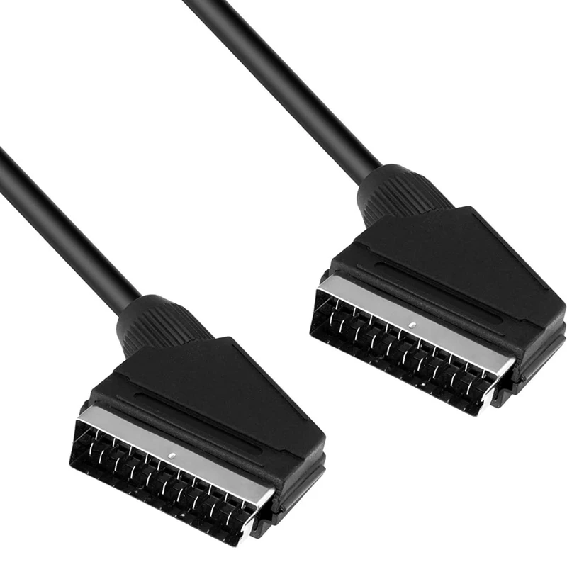

SCART Plug For TV, SCART Cable For TV And Decoder SCART Socket For TV Decoder 21 Pin With Flat Scart Socket, Black, 1.5M