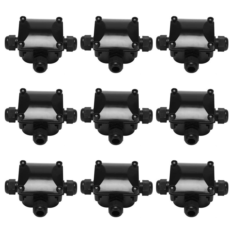 

24X Box Waterproof IP68 External Electrical Junction Box 3 Way Cable Connector Outdoor For 5.5Mm-10.2Mm