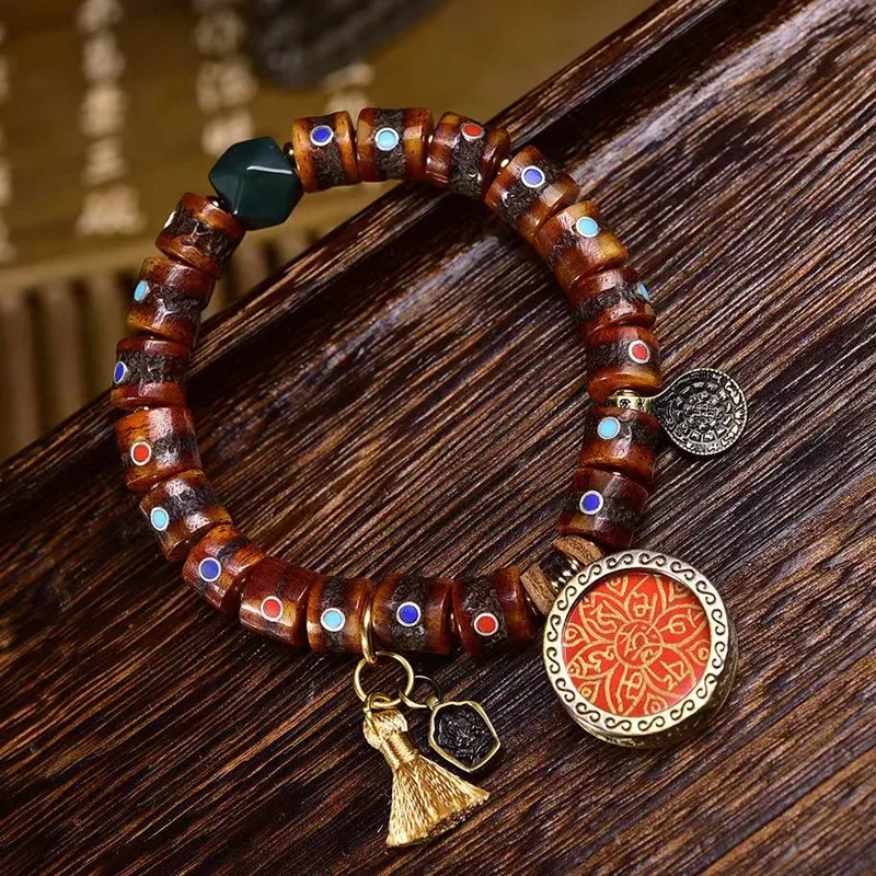 Дуобао инкрустированная костью яка одинарная обертка шесть слов прислов