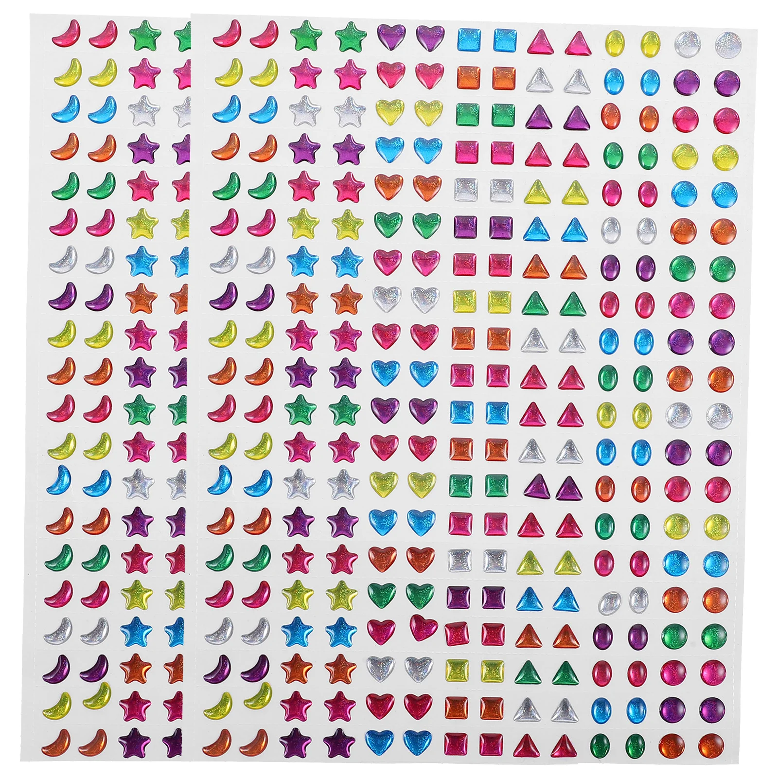 

2 листа, 3D-наклейки в виде пентаграммы, Луны, сердца