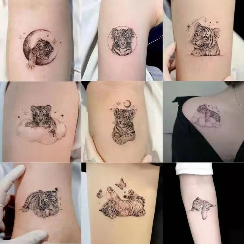 

Sdotter New Black White Tiger Tattoo Stickers Set Men Women Waterproof Cute Couple Fashion Art Temporary Tattoo Arm Shoulder Fak