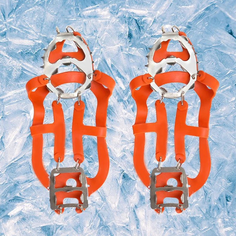

18 Teeth Climbing Crampons Antiskid Steel Shoe Covers Durable Elastic Harness Non-slipping Comfort Durability Sports Accessories