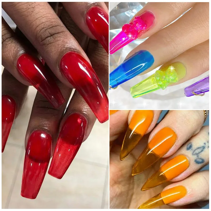 MEET ACROSS 7 мл Желейный розовый, красный, зеленый гель-лак для ногтей Jelly Sparlky Neon Macaron Series Soak Off UV Gel Nail Art Varnish Nails (art.: 3920cd740c39b) - 3920cd740c39b