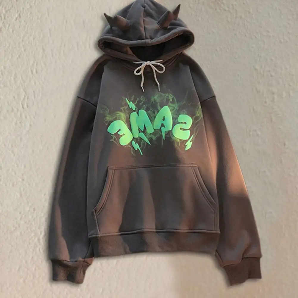 

Fall Grunge Oversized Goth Hoodie Streetwear Womens Spring Khaki Y2K Tops Skull print hip-hop Female Sweatshirts Kawaii Hoodies