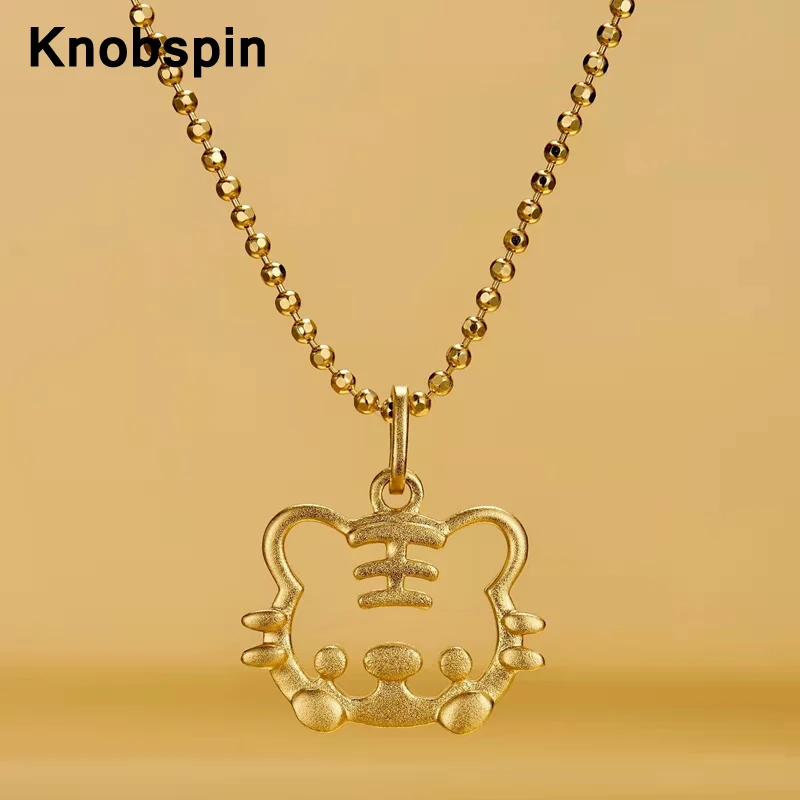 

Knobspin Vintage 100% 925 Sterling Silver Gold Plated Tiger Pendant Necklace 45cm Clavicle Chain For Women Men Fine Jewelry Gift