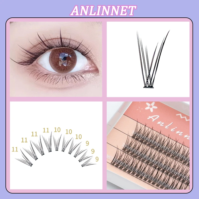 ANLINNET 120 кластеры/коробка ресницы рыбий хвост натуральные блестящие мягкие