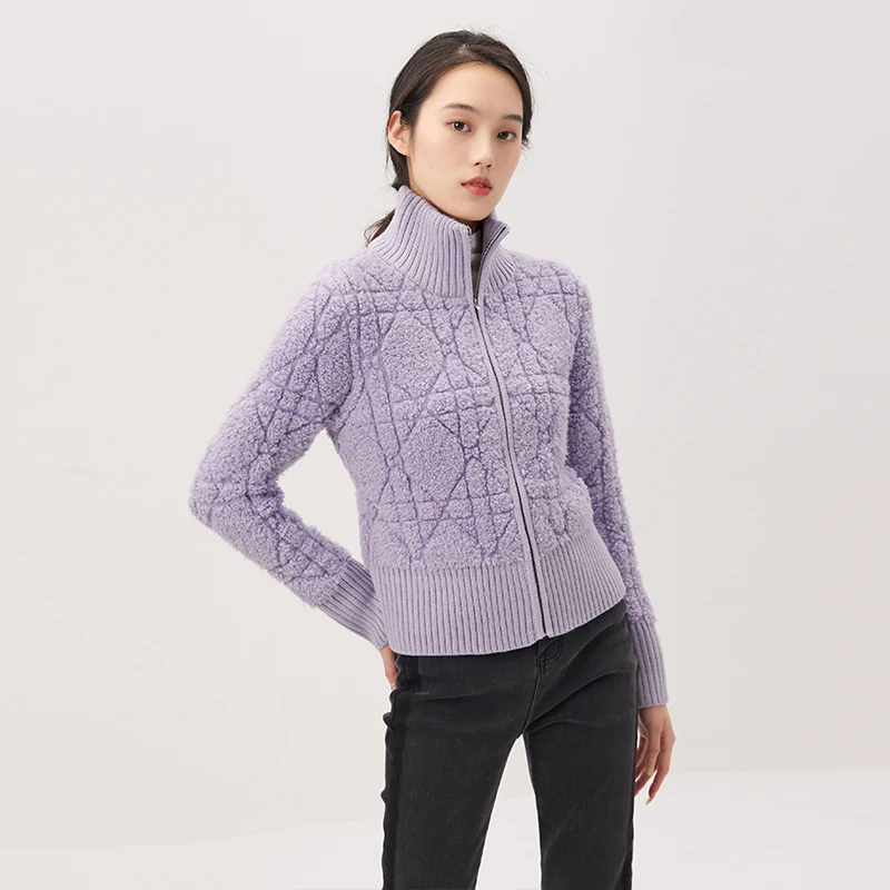 

Дизайнерский облегающий модный свитер, женский шерстяной акриловый вязаный укороченный топ из спандекса, уличная одежда, кардиган с воротником-стойкой на осень/зиму