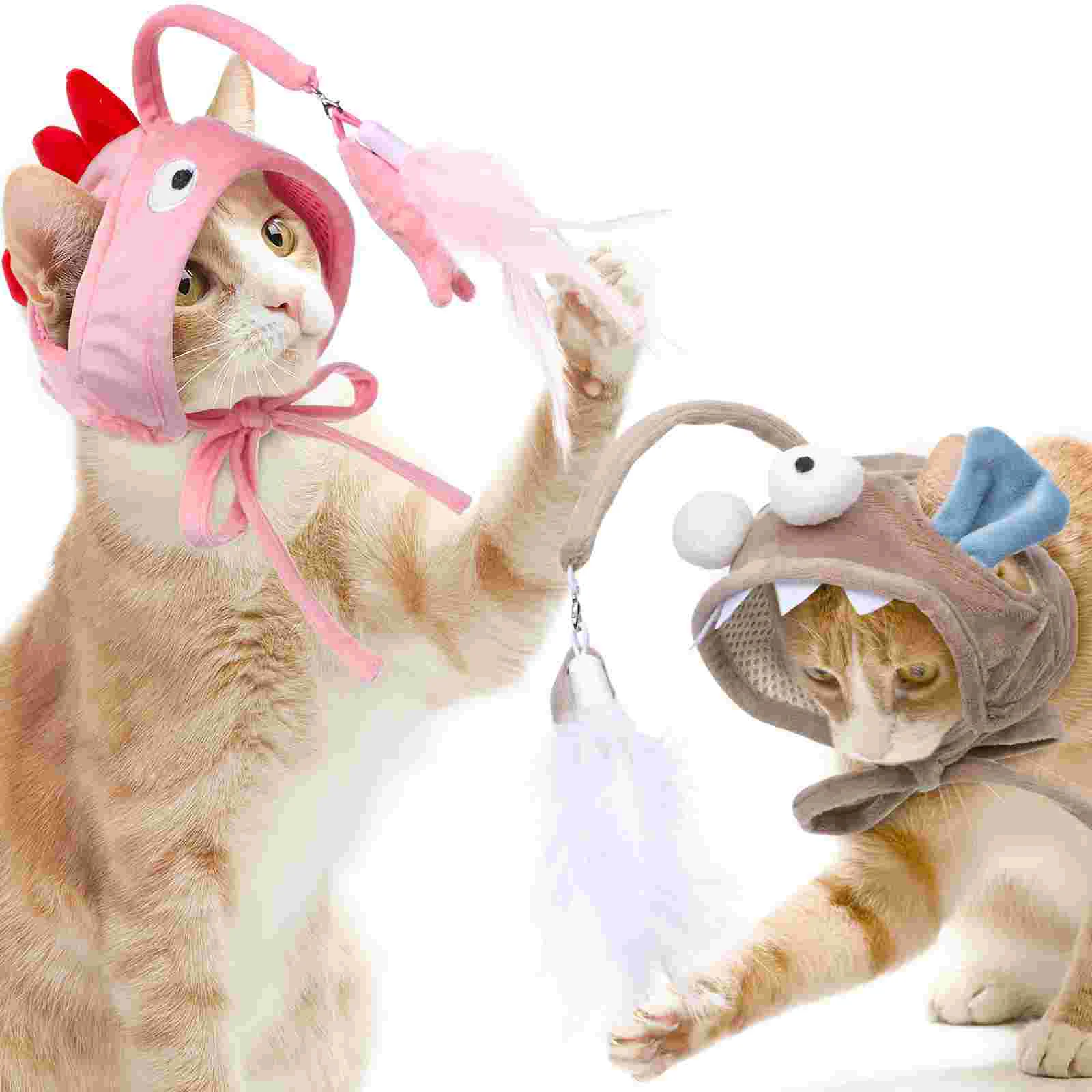 

2Pcs Head Wearing Teaser Wand Kitten Teasing Toy Indoor Kitten Toy Cat Teasing Toy Cat Teaser Stick