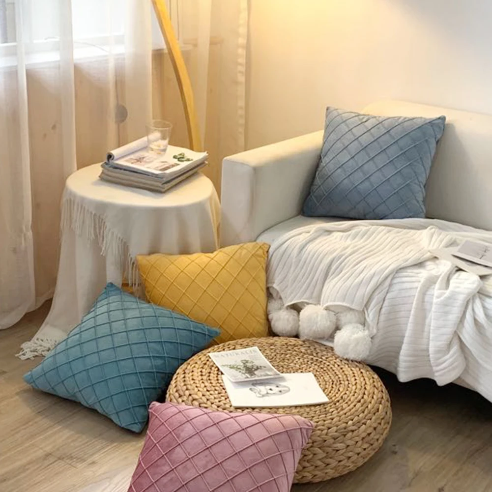 

Solid Color Cotton Pillow Case Nordic Style Back Cushion Pillowcase No PP Filler for Household Bedroom Decoration