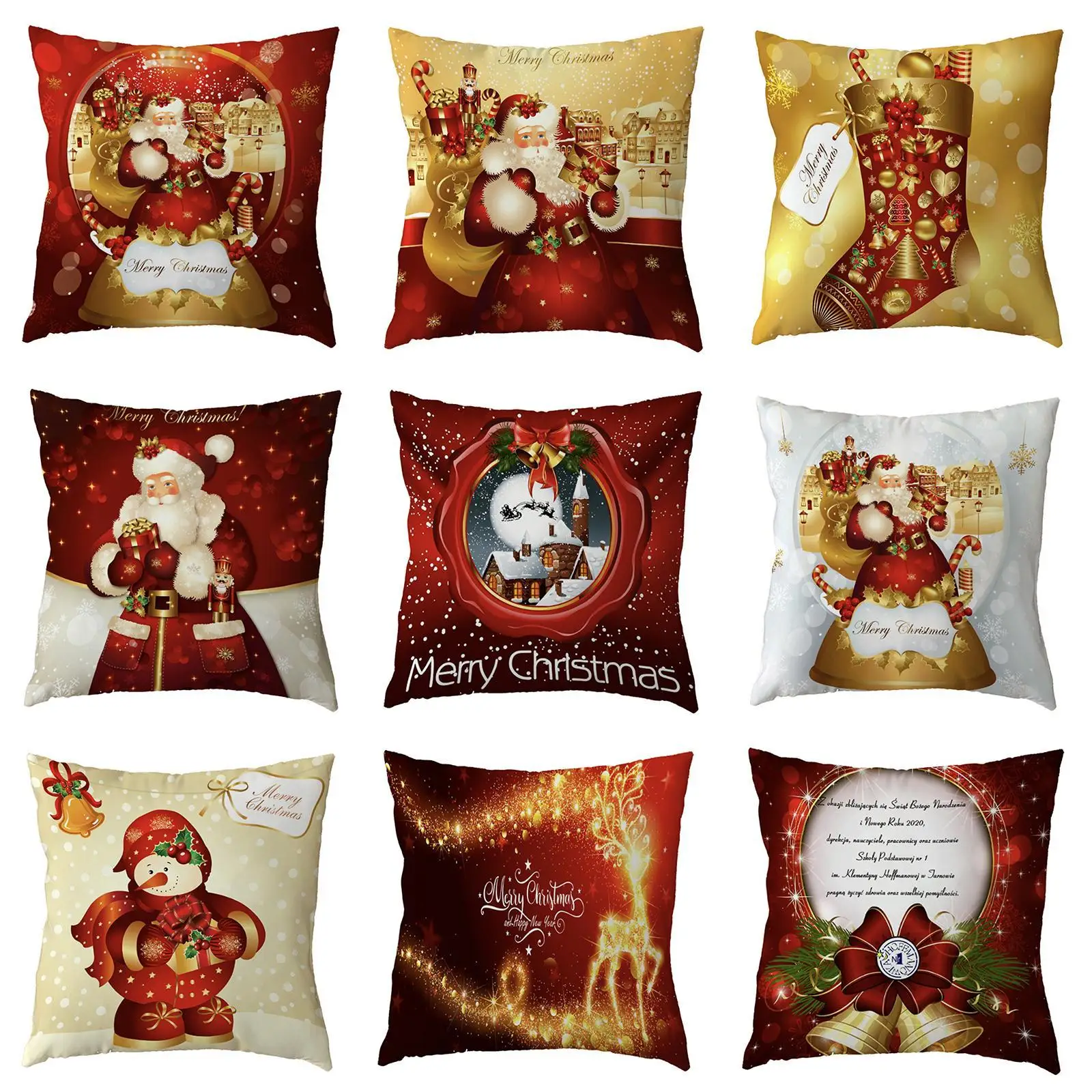 

Рождественская наволочка с мультяшным принтом, квадратная наволочка из полиэстера, домашний декор для дивана, декоративная наволочка 45*45 с...