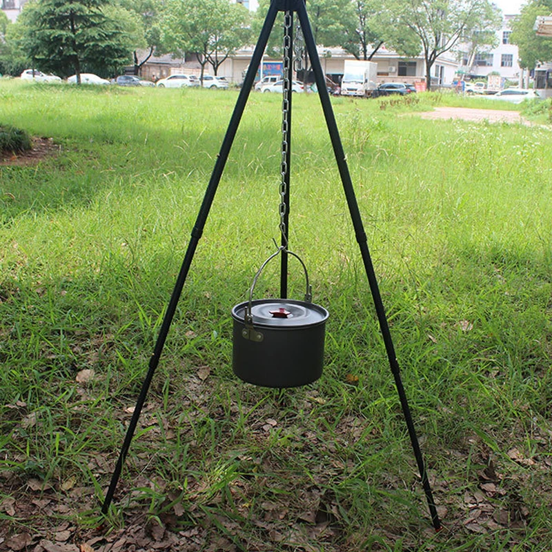 

Outdoor Picnic Camp Hanging Pot Bracket Adjustable Portable Lightweight Barbecue Telescopic Tripod Campfire Camping Supplies