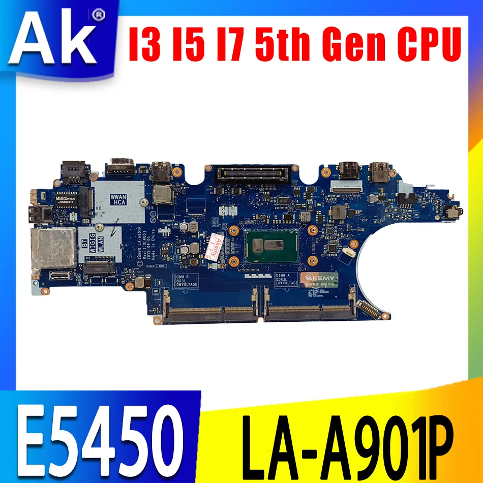 

For Dell Latitude E5450 Laptop Motherboard With I3 I5 I7 5th Gen CPU Mainboard CN-0C7K68 07YWD9 ZAM70 LA-A901P DDR3L Mainboard