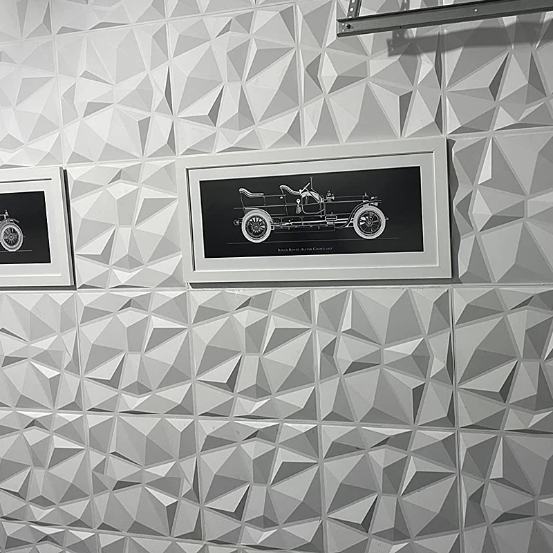 

30x30cm Art house Decor 3D Wall Panel Non self-adhesive 3d Wall Sticker Cutting Geometric Diamond Carved living room wallpaper
