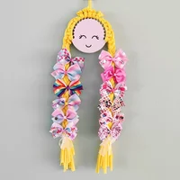 Braid Hair Clips Storage Organizers Smiling Face Hair Bows Holder Macrame Wall Hanging Kawaii Room Decorations Gift for Girls